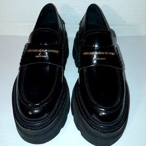 Alexander Wang Black Platform Carter Leather Loafers Size 37.8 (Women's Size 7)